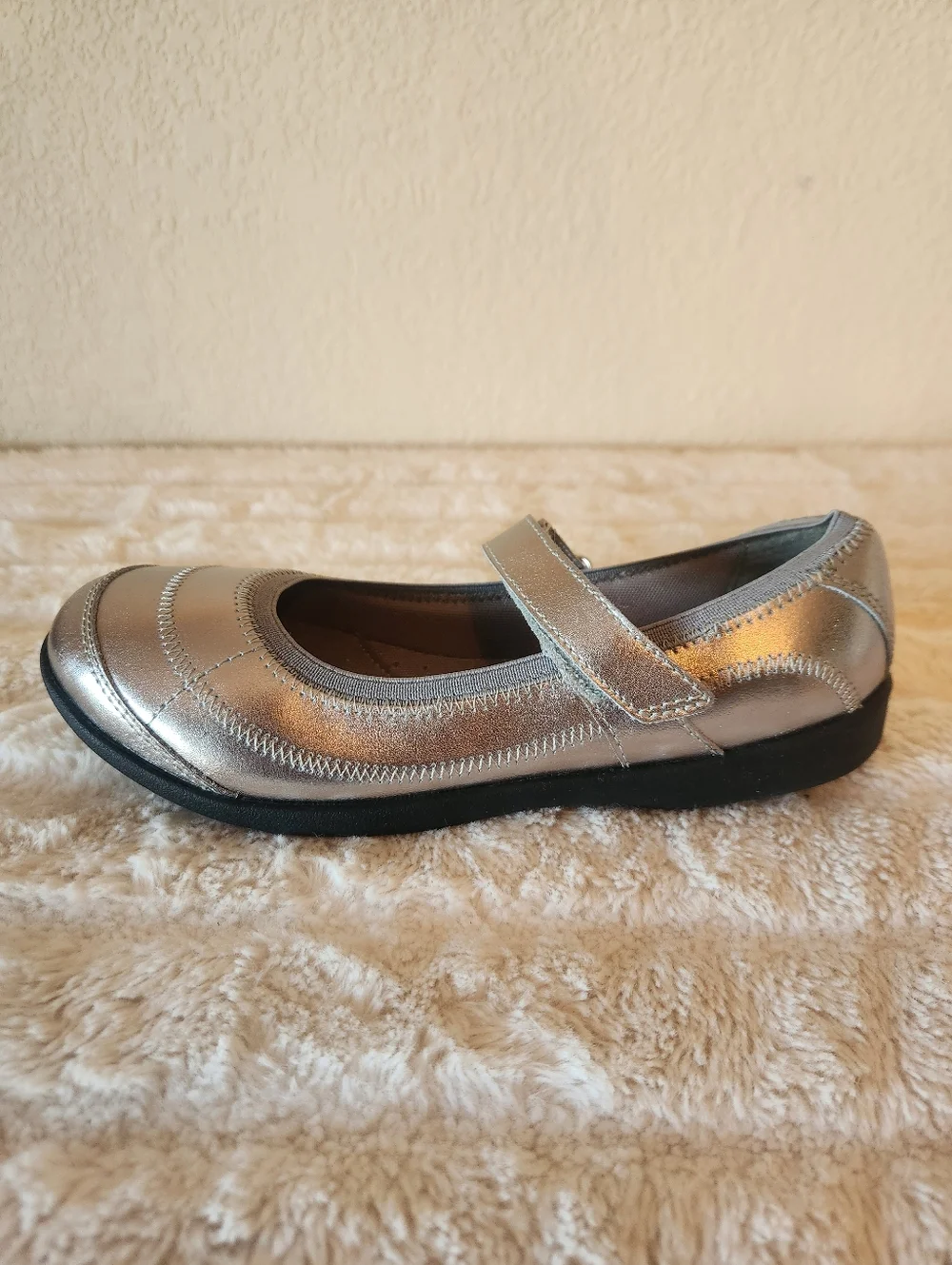 Hush Puppies Reese Mary Jane (Child/Big Kid) Pewter/Metallic Silver